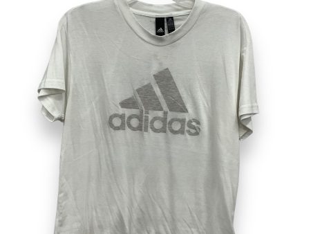 White Top Short Sleeve Adidas, Size M Hot on Sale