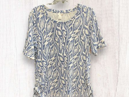 Blue & White Top Short Sleeve Basic Intro, Size 1x Fashion