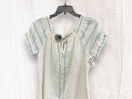 Blue & Cream Top Short Sleeve Bila, Size M on Sale