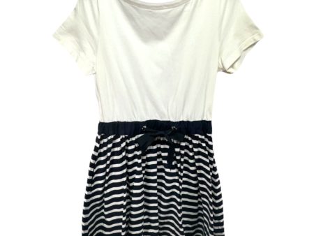 Short Sleeve Striped Mixed Media Dress in Rich Navy Cream Designer Kate Spade, Size M Cheap